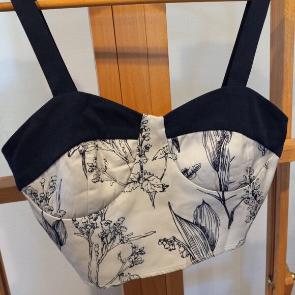 Cider Botanical Print Corset Crop Top - Picture 1 of 3